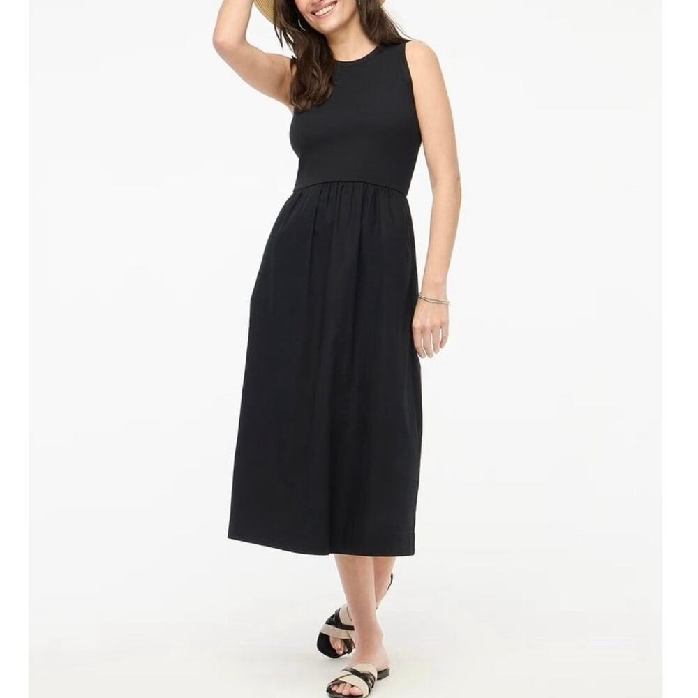 NWT J.Crew Factory Ribbed-Knit Stretch Sleeveless Mixy Dress Black Size Small